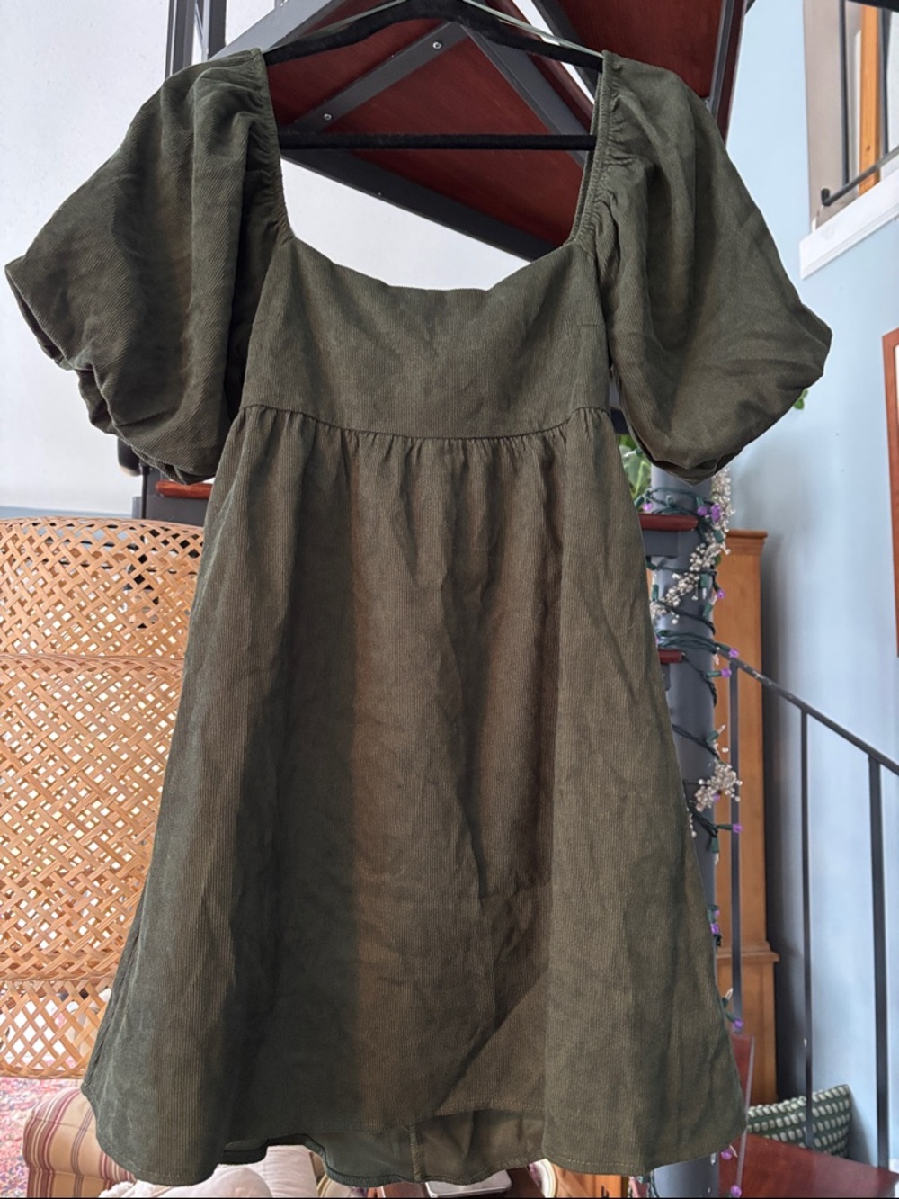 Francesca's Collections Olive Green courderoy  Mini Dress